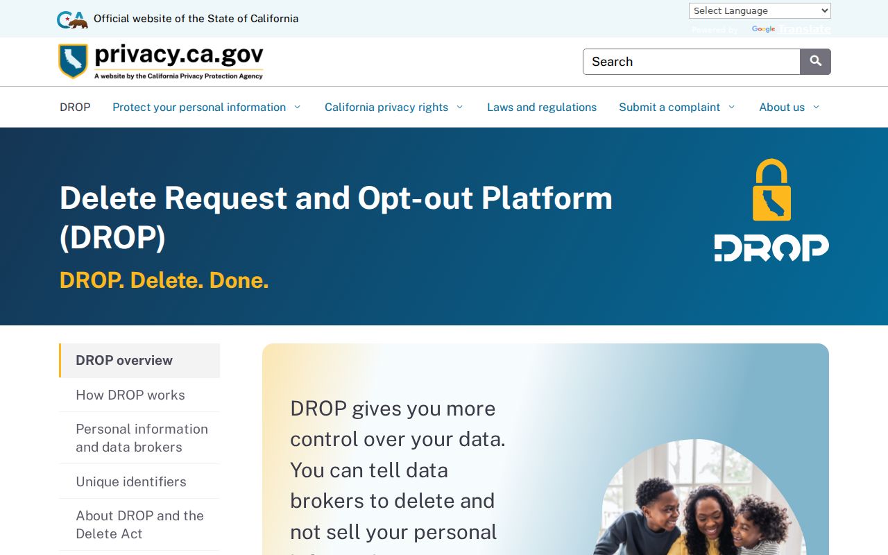Gilroy neighbors California data broker deletion portal