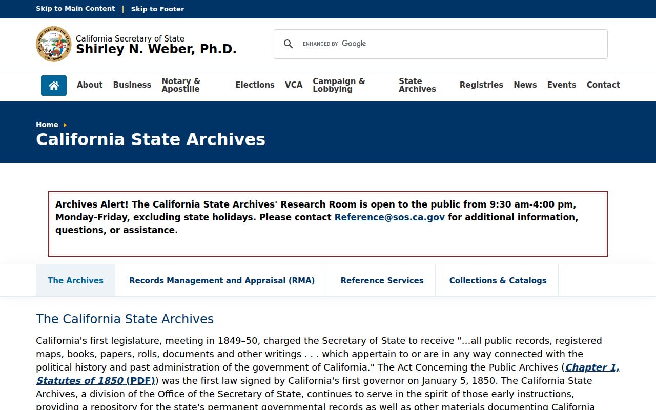 Gilroy previous residents California State Archives research collections