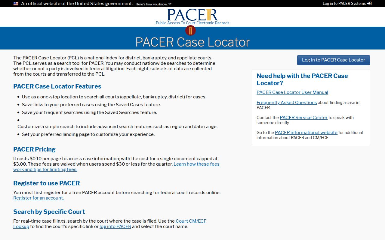 Gilroy resident lookup federal case locator