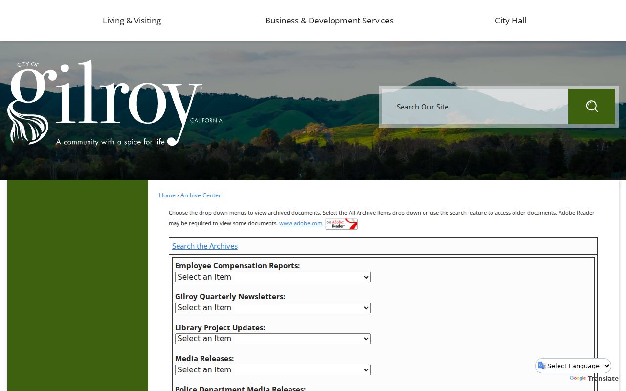 Gilroy street directory searchable city Archive Center